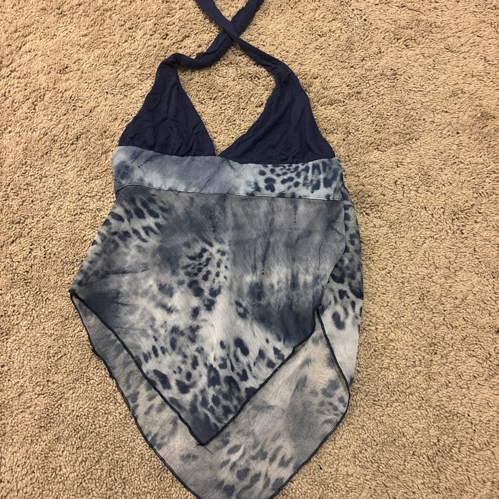 Urban outfitters navy and animal print halter top